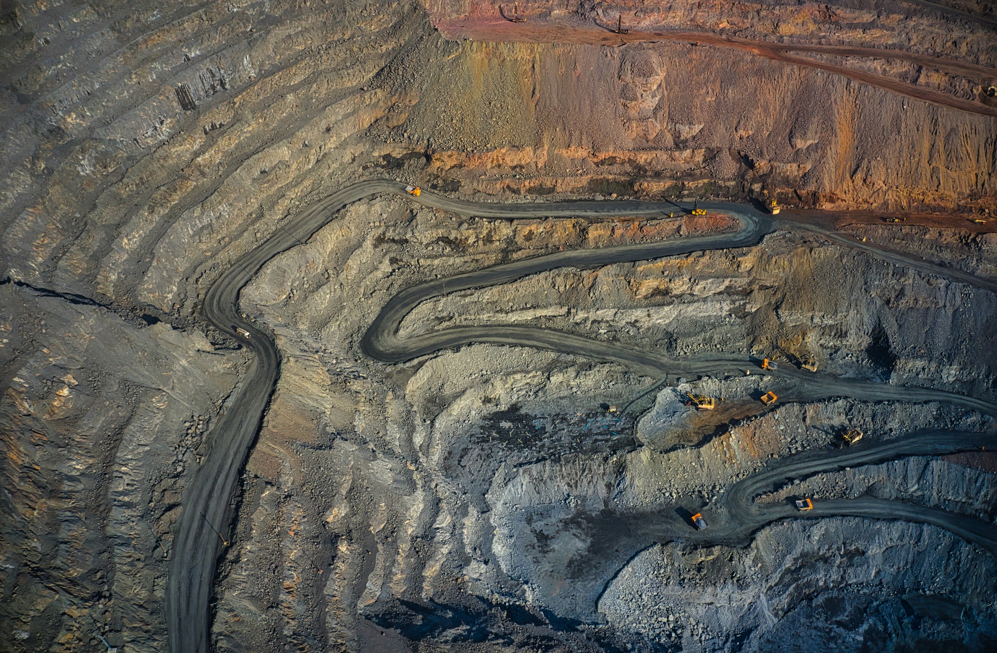 Aerial view of southern mining factory, mine quarry in Ukraine